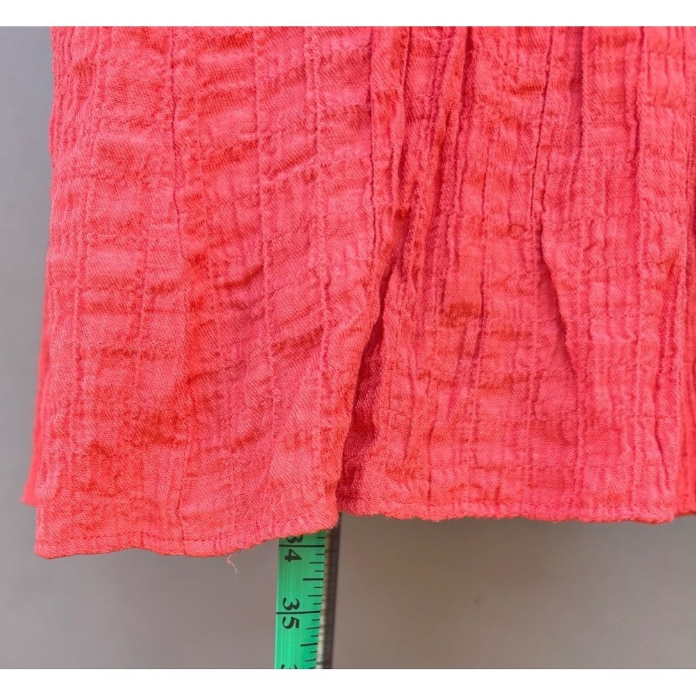Sonoma Coral Orange Tiered Crinkle Dress S Boho Cottagecore Ruffle Pockets Coast - Picture 13 of 14